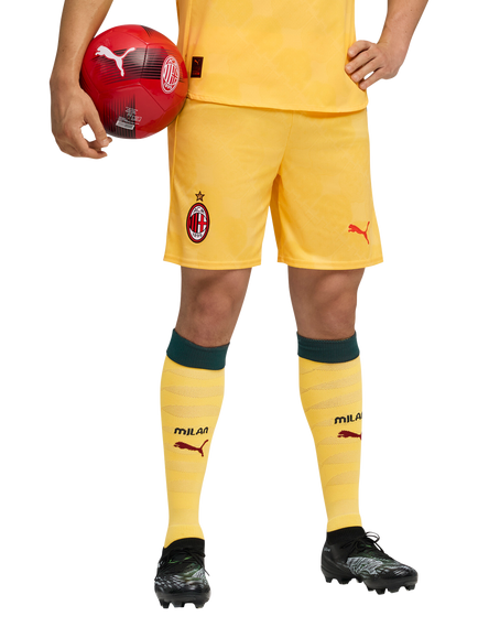 PUMA AC Milan Football Shorts, Yellow/Dark Myrtle