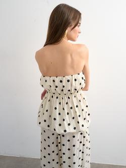Topshop Bubble Hem Bandeau Polka Dot Top, White - view 2, White