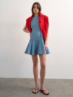 Topshop Seam Detail Sleeveless Denim Mini Dress, Blue, Blue