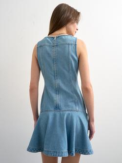 Topshop Seam Detail Sleeveless Denim Mini Dress, Blue - view 2, Blue