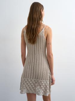 Topshop Metallic Crochet Mini Dress, Gold - view 2, Gold