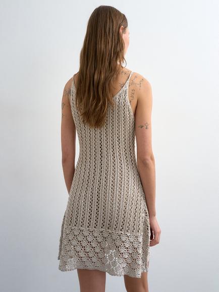 Topshop Metallic Crochet Mini Dress, Gold - view 2, Gold