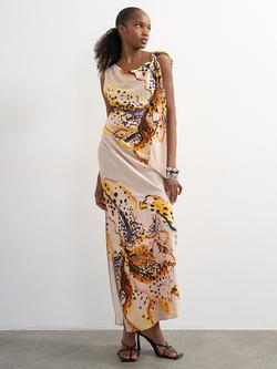 Topshop Tie Drape Orchid Dress, Yellow, Yellow