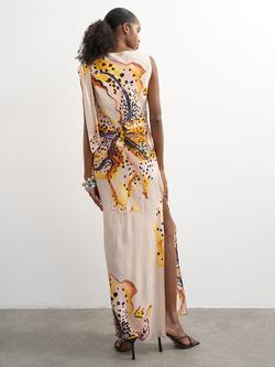 Topshop Tie Drape Orchid Dress, Yellow - view 2, Yellow