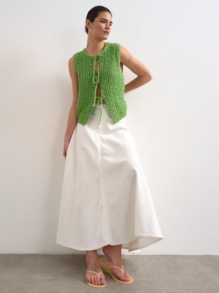 Topshop High Rise Denim Maxi Skirt, White - view 2, White