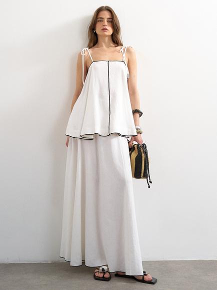 Topshop Linen Blend Maxi Skirt, White, White