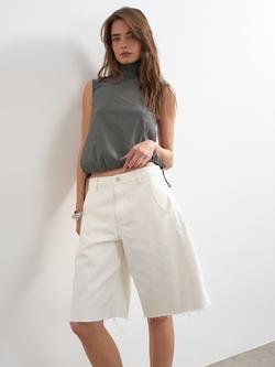 Topshop High Rise Barrel Leg Denim Jorts, White, White