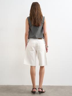 Topshop High Rise Barrel Leg Denim Jorts, White - view 2, White