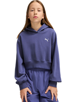 PUMA Kids' Youth Relaxed Cropped Hoodie, Blue Crystal