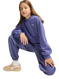 PUMA Kids' Youth Relaxed Cropped Hoodie - view 2, Blue Crystal