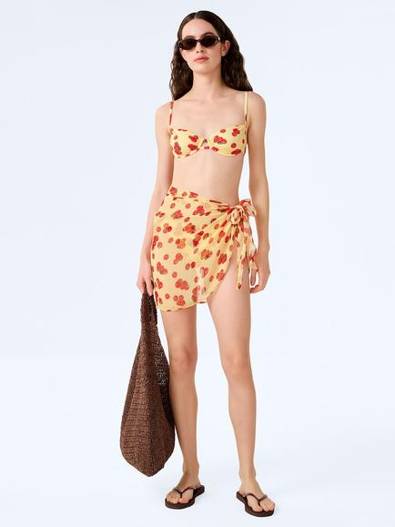 OMNES Beliza Tomato Print Sarong, Yellow/Multi, Yellow Multi