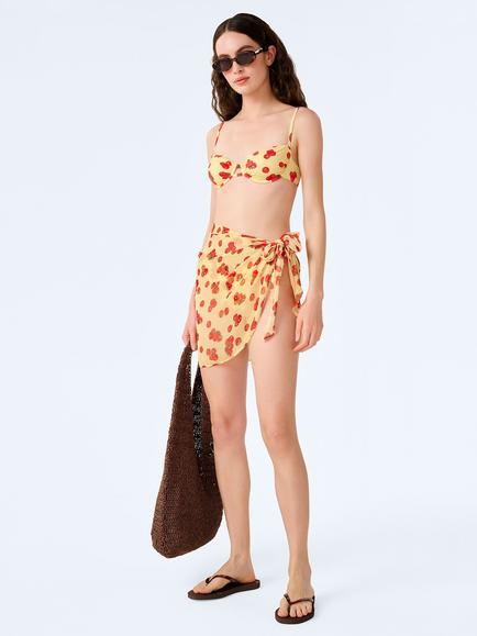 OMNES Beliza Tomato Print Sarong, Yellow/Multi - view 2, Yellow Multi