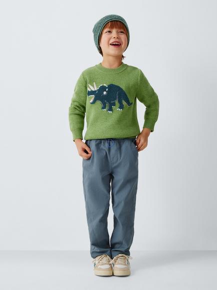 John Lewis Kids' Dino Embroidered Jumper, Grasshopper - view 2, Grasshopper