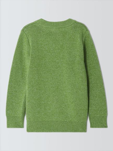 John Lewis Kids' Dino Embroidered Jumper, Grasshopper - view 2, Grasshopper