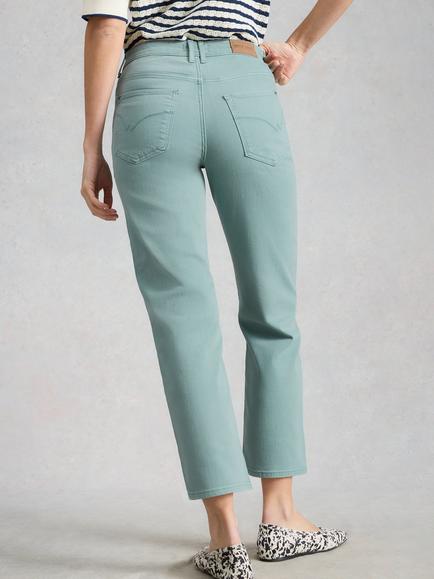 White Stuff Blake Straight Cropped Jeans, Green - view 2, Green