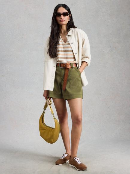 White Stuff Gabby Cargo Shorts, Khaki Green, Khaki Green