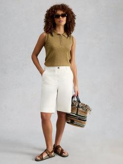 White Stuff Heidi Cotton Blend Chino Shorts, White, White