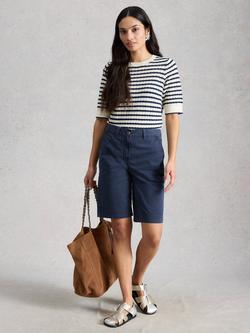 White Stuff Heidi Cotton Blend Chino Shorts, Blue, Blue
