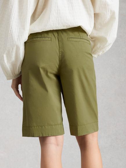 White Stuff Heidi Cotton Blend Chino Shorts, Green/Khaki - view 2, Green/Khaki