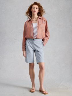 White Stuff Heidi Cotton Blend Chino Shorts, Light Blue, Light Blue