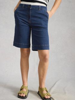 White Stuff Heidi Cotton Blend Chino Shorts, Blue Denim, Blue Denim
