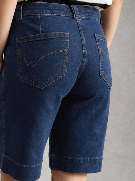White Stuff Heidi Cotton Blend Chino Shorts, Blue Denim - view 2, Blue Denim
