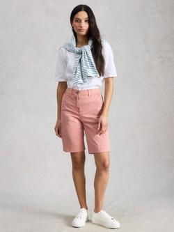 White Stuff Heidi Cotton Blend Chino Shorts, Pink, Pink