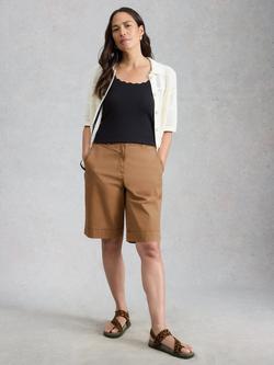 White Stuff Heidi Cotton Blend Chino Shorts, Brown Tan, 