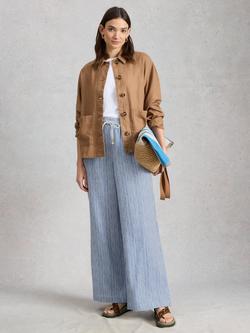 White Stuff Ally Wide Leg Trousers, Blue/Multi, Blue/Multi