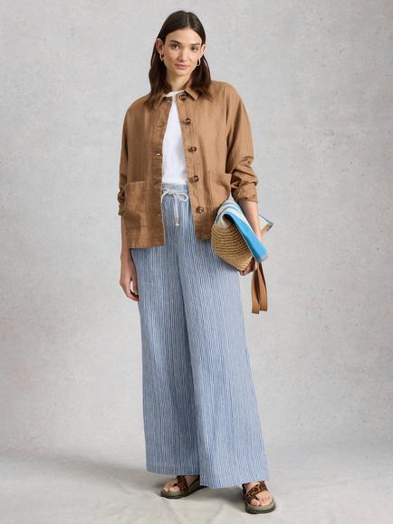 White Stuff Ally Wide Leg Trousers, Blue/Multi, Blue/Multi