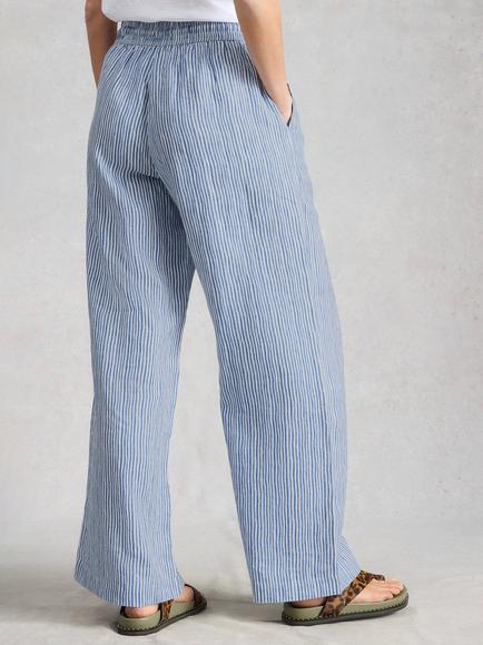 White Stuff Ally Wide Leg Trousers, Blue/Multi - view 2, Blue/Multi