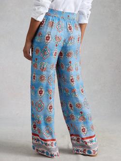 White Stuff Ally Floral Print Wide Leg Trousers, Blue - view 2, 