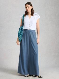 White Stuff Poppy Wide Leg Trousers, Blue, Blue