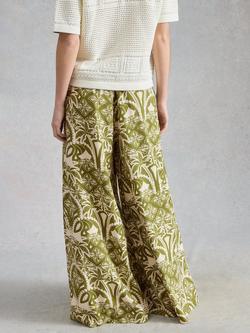 White Stuff Poppy Floral Wide Leg Trousers, Green - view 2, Green