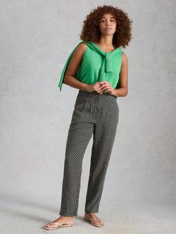 White Stuff Rowena Linen Tapered Trousers, Black, Black