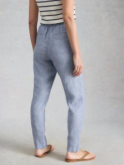 White Stuff Rowena Linen Tapered Trousers, Blue - view 2, Blue