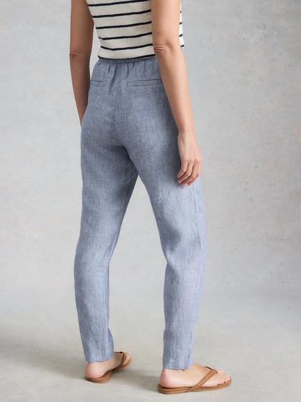 White Stuff Rowena Linen Tapered Trousers, Blue - view 2, Blue