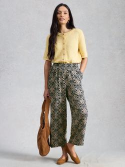 White Stuff Shelly Floral Wide Leg Culottes, Navy/Multi, Navy/Multi