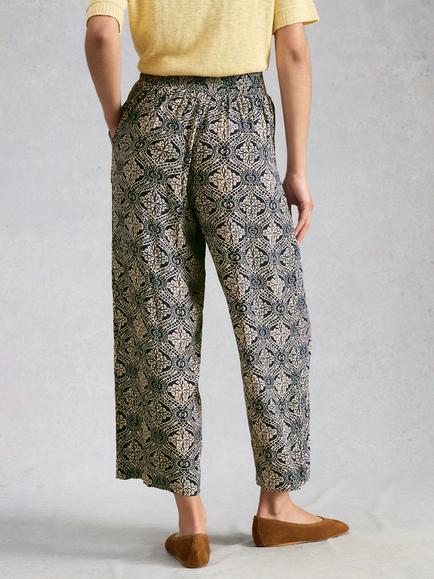 White Stuff Shelly Floral Wide Leg Culottes, Navy/Multi - view 2, Navy/Multi