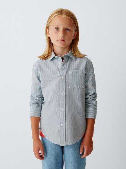 John Lewis Kids' Striped Oxford Shirt, Estate Blue, Estate Blue