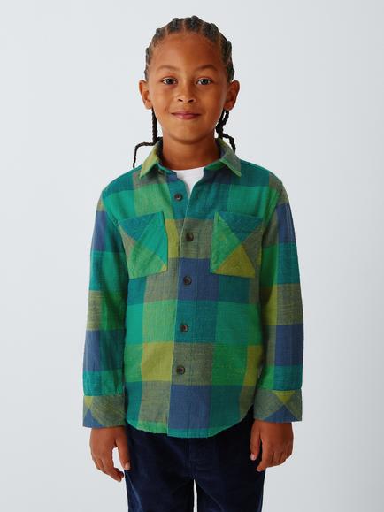 John Lewis Kids' Buffalo Check Shirt, Golf Green Multi, Golf Green Multi