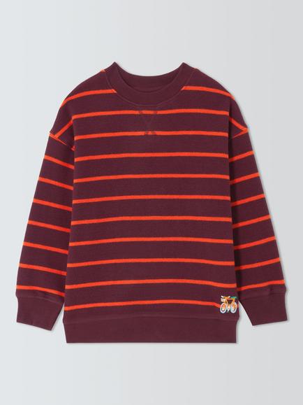 John Lewis Kids' Striped Sweatshirt, Fig/Pumpkin, Fig/ Pumpkin