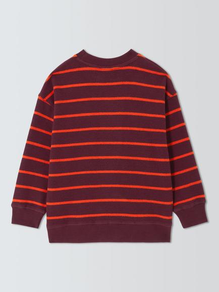 John Lewis Kids' Striped Sweatshirt, Fig/Pumpkin - view 2, Fig/ Pumpkin