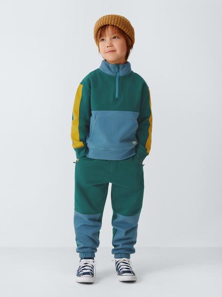 John Lewis Kids' Pannel Joggers, Sea/Blue Fusion - view 2, Sea/ Blue Fusion