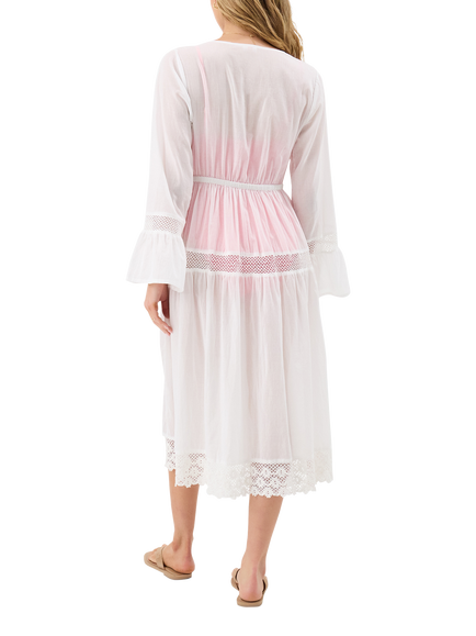 Accessorize Lace Trim Kimono, White - view 2, White