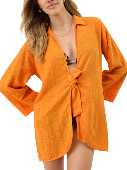 Accessorize Twist Front Shirt, Orange, Orange