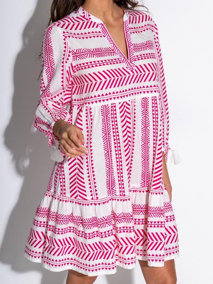 Pour Moi Beach Kaftan Dress, White/Pink - view 2, White/Pink