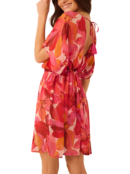 Accessorize Bright Floral Kaftan, Multi - view 2, Multi