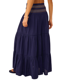 Accessorize Smocked Skirt, Navy - view 2, Navy