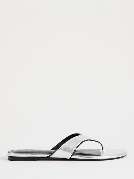 Topshop Sisi Toe Post Thong Sandals, Silver, Silver